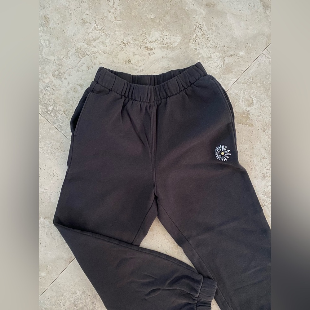 Hollister dark gray Track Pants with Floral Detail